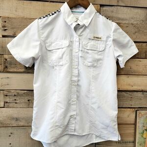 Magellan Shirt Women Large White Alabama Vented Short Sleeve Fishing